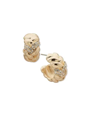 11MM Braided Hoop Earring - Gold/Crystal
