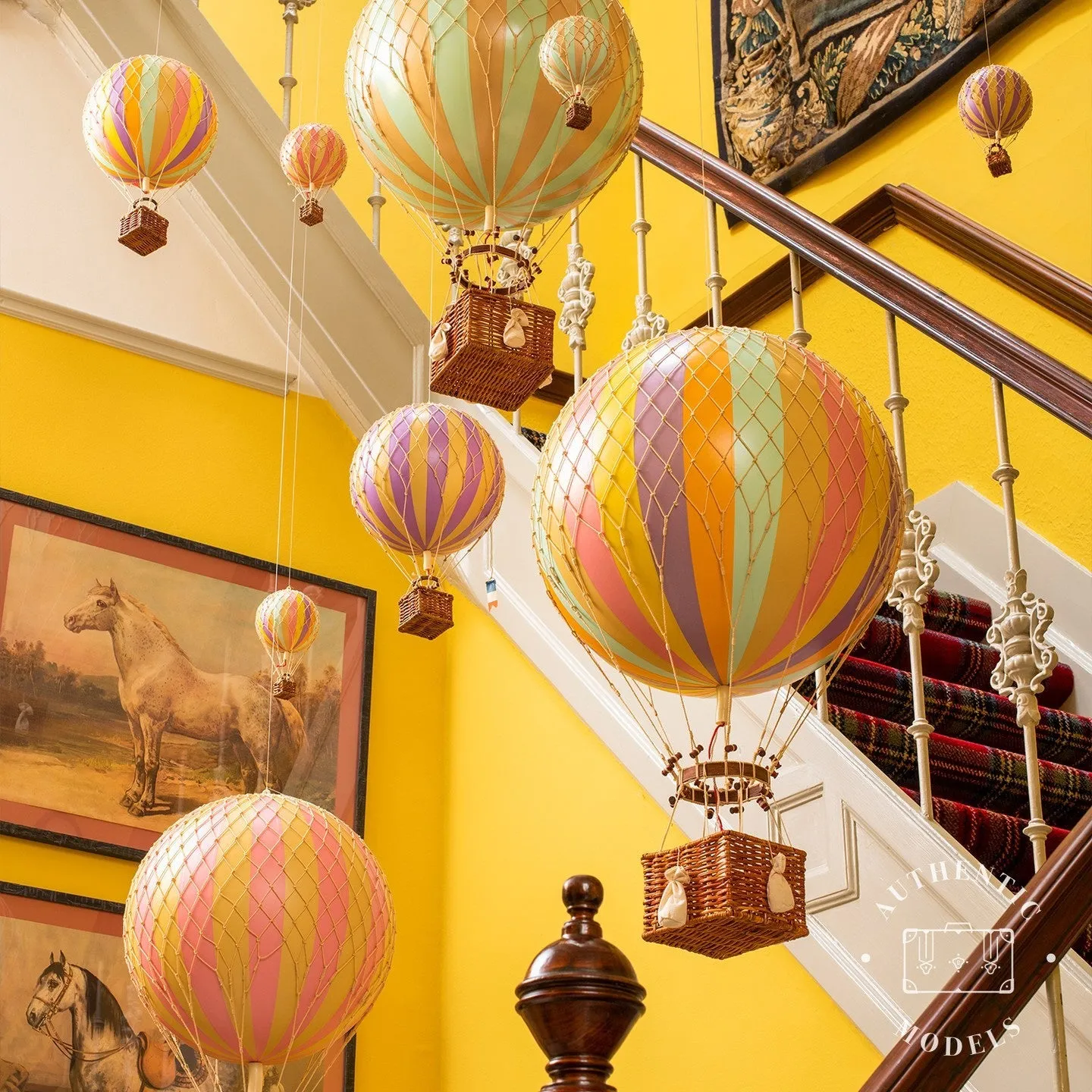 Authentic Models Floating The Skies. Lavender - Hot Air Balloon Hanging Decor - 13cm