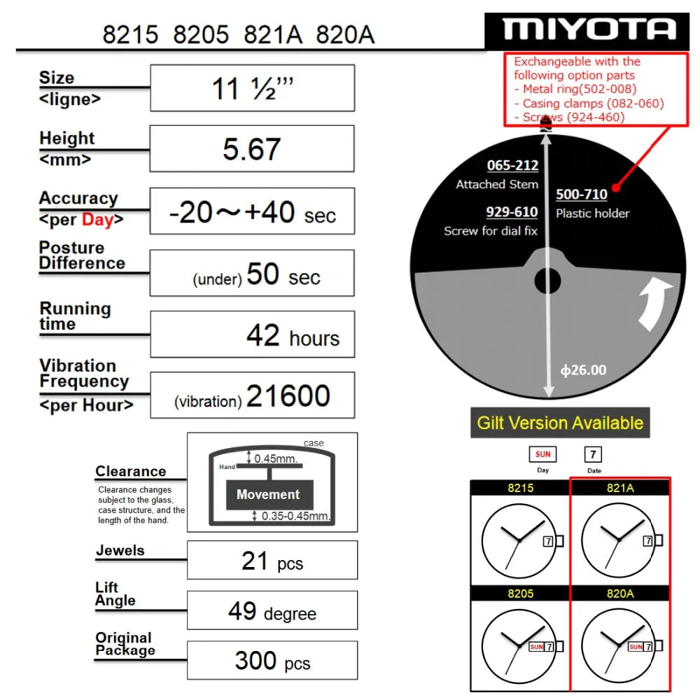 Automatic Movement Original MIYOTA 8205 EN/ Spanish