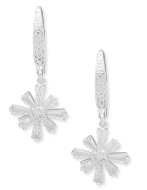 Baguette Cluster Drop Earring - Silver