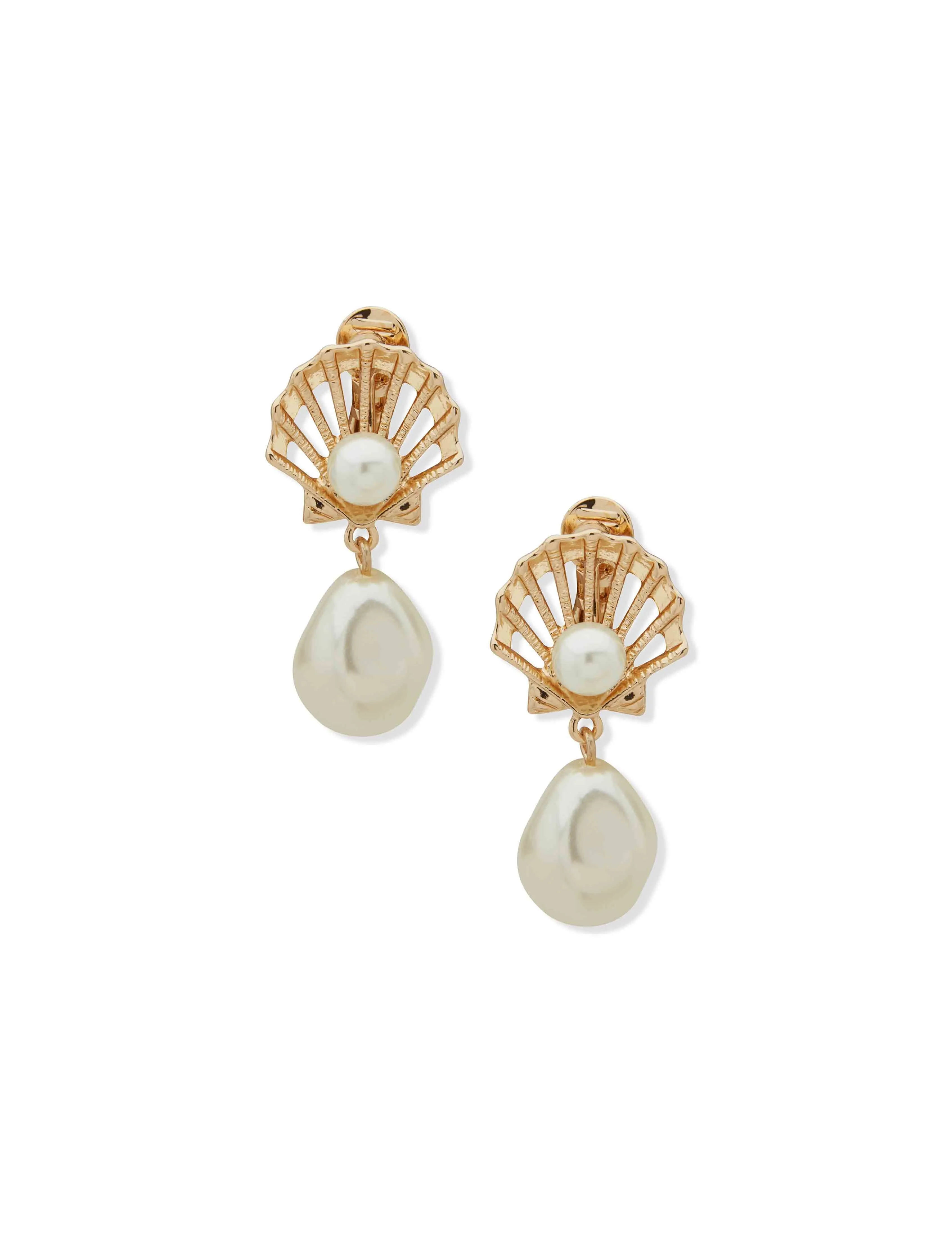 Baroque Shell Clipped Earrings