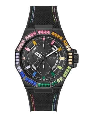 Black Energy Multi Crystal Silicone Watch