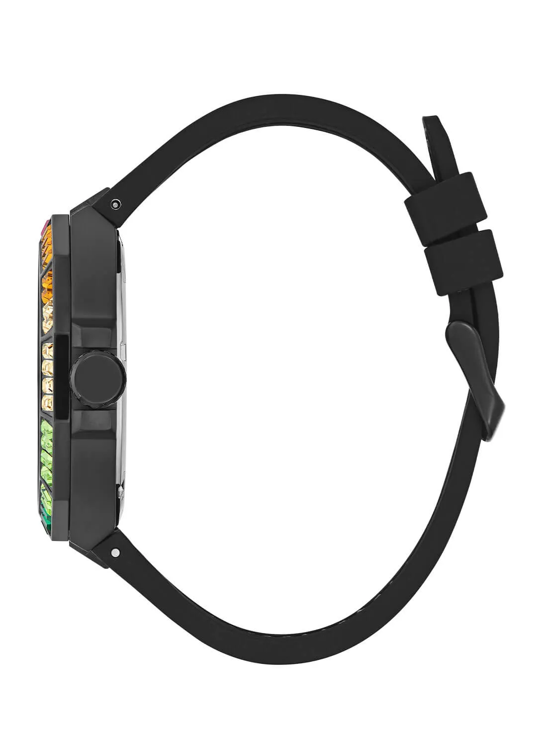 Black Energy Multi Crystal Silicone Watch