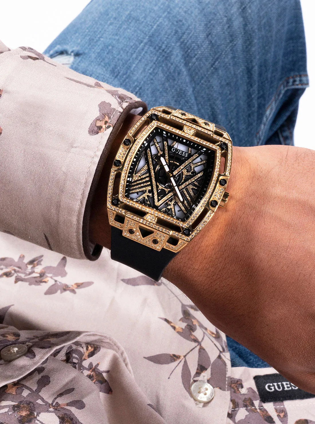 Black Gold Legend Silicone Glitz Watch