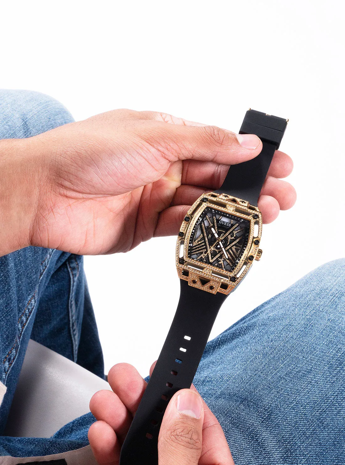 Black Gold Legend Silicone Glitz Watch