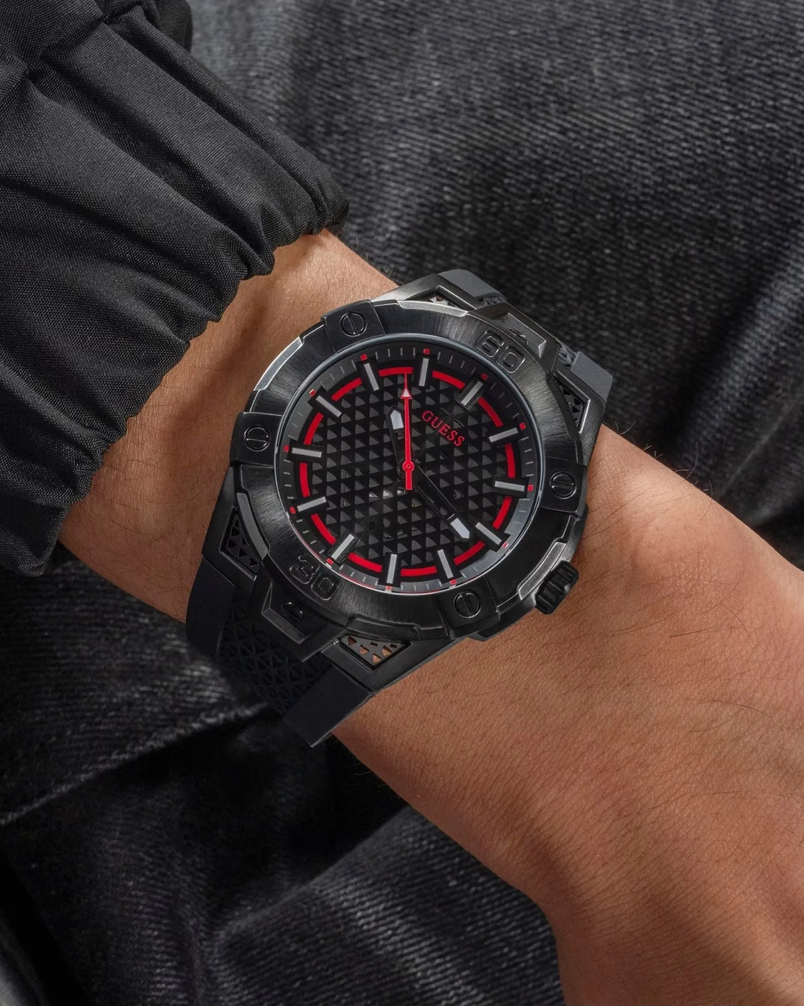 Black Network Silicone Watch