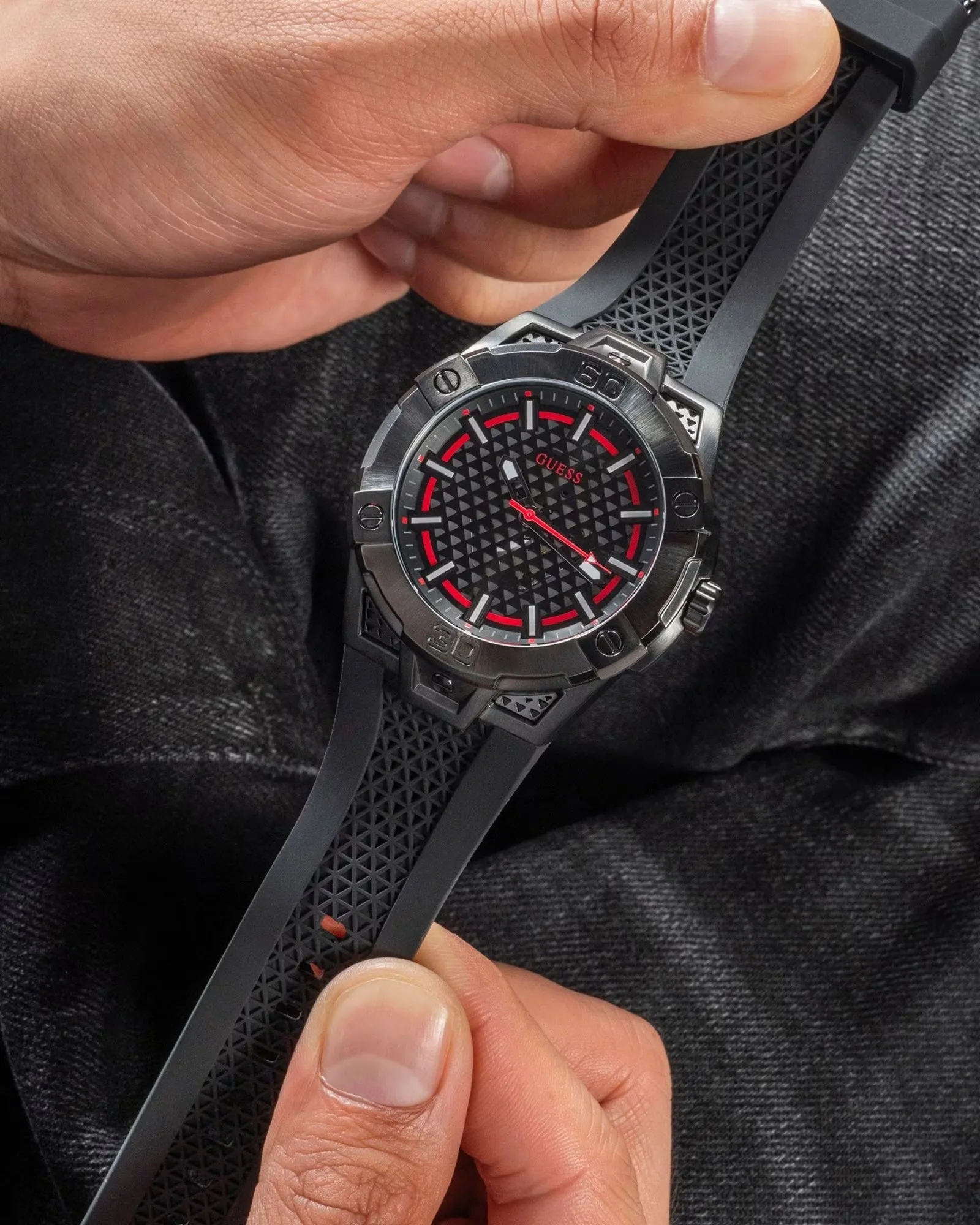 Black Network Silicone Watch