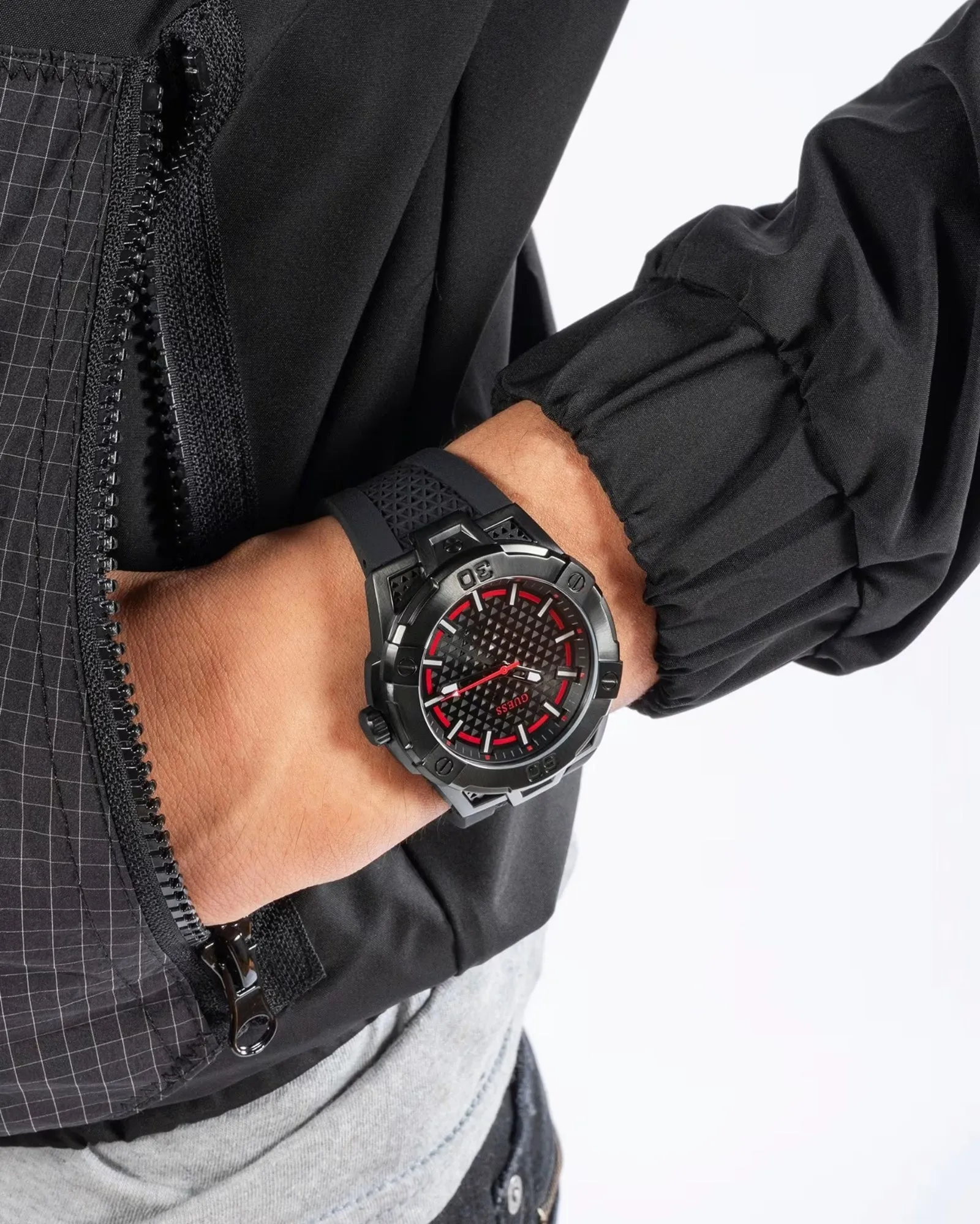 Black Network Silicone Watch
