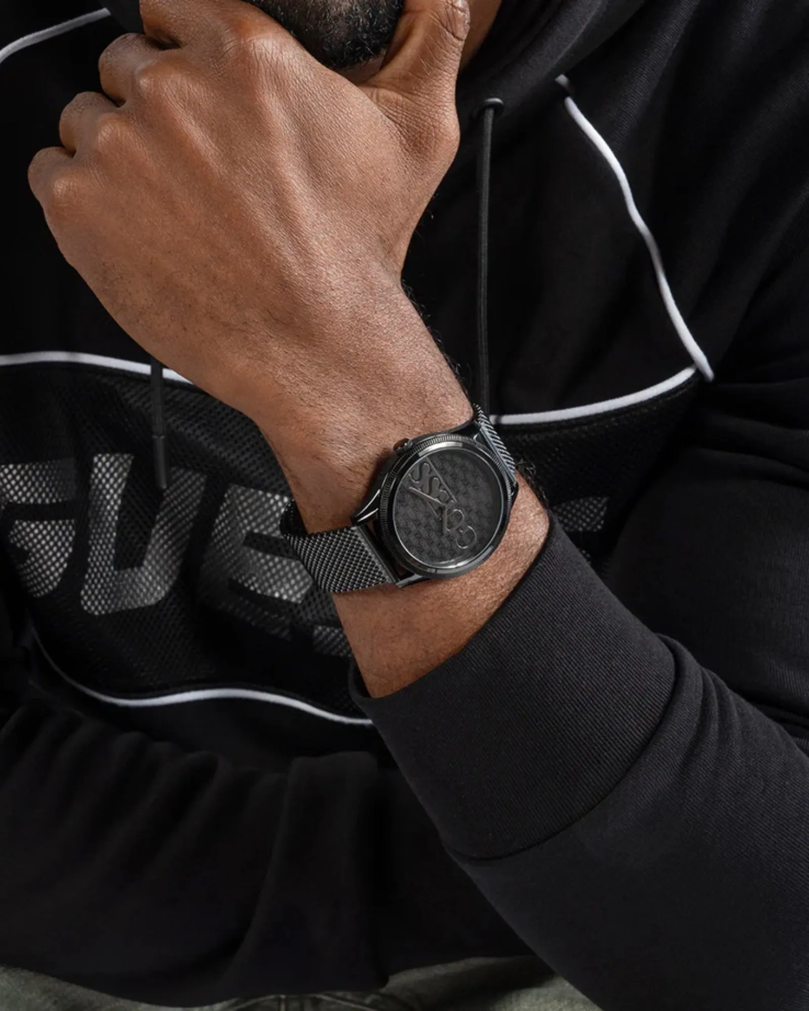 Black Reputation Logo Mesh Watch