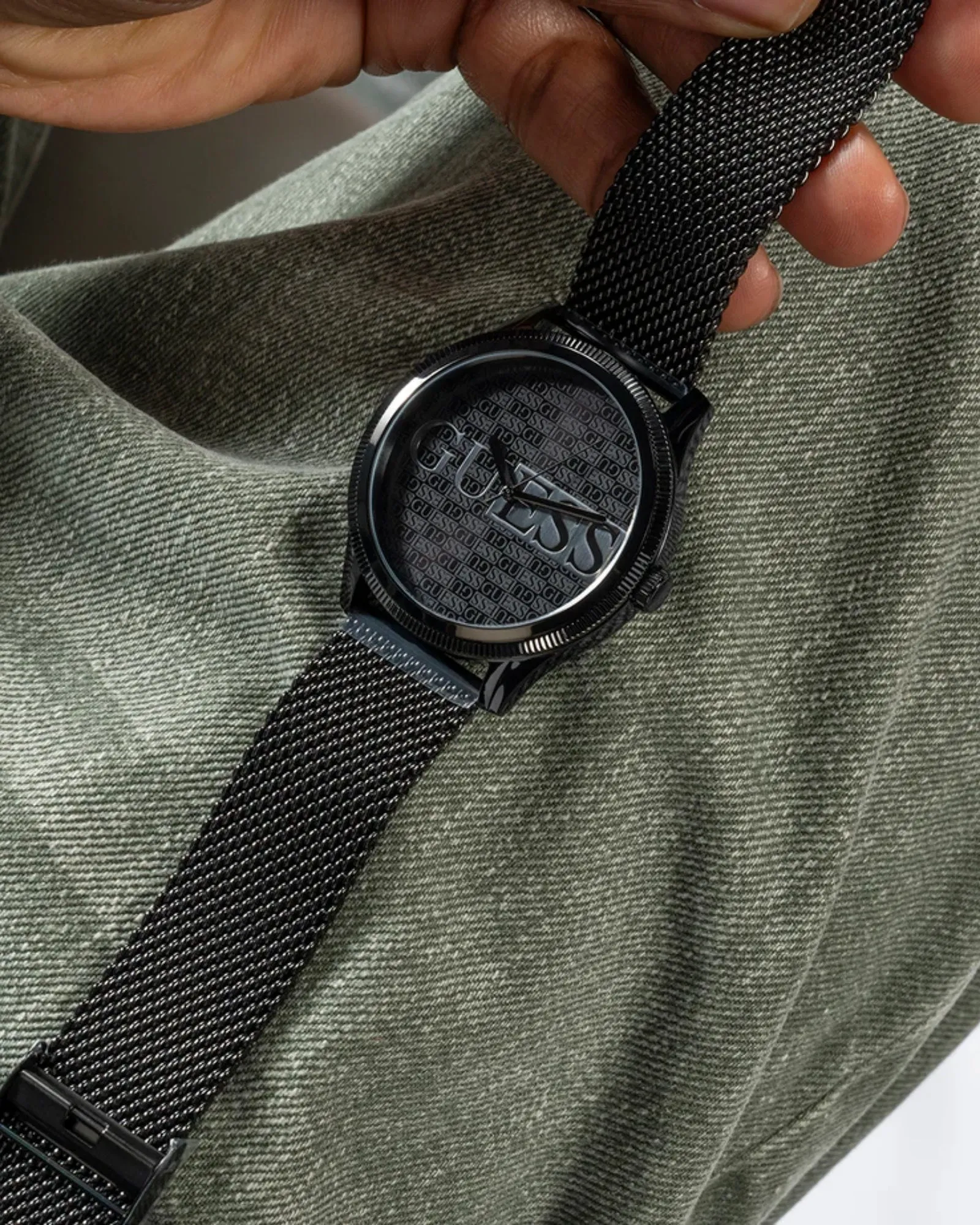 Black Reputation Logo Mesh Watch