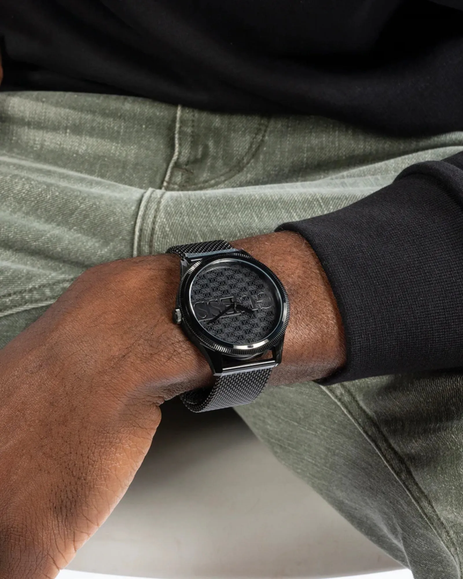 Black Reputation Logo Mesh Watch