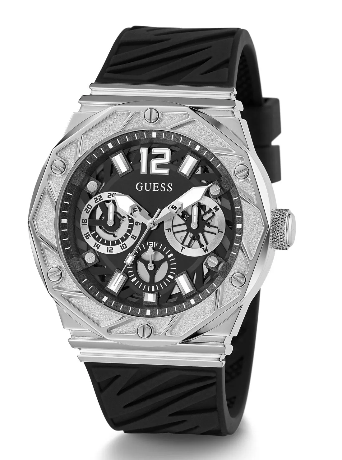 Black Silver Rival Silicone Watch