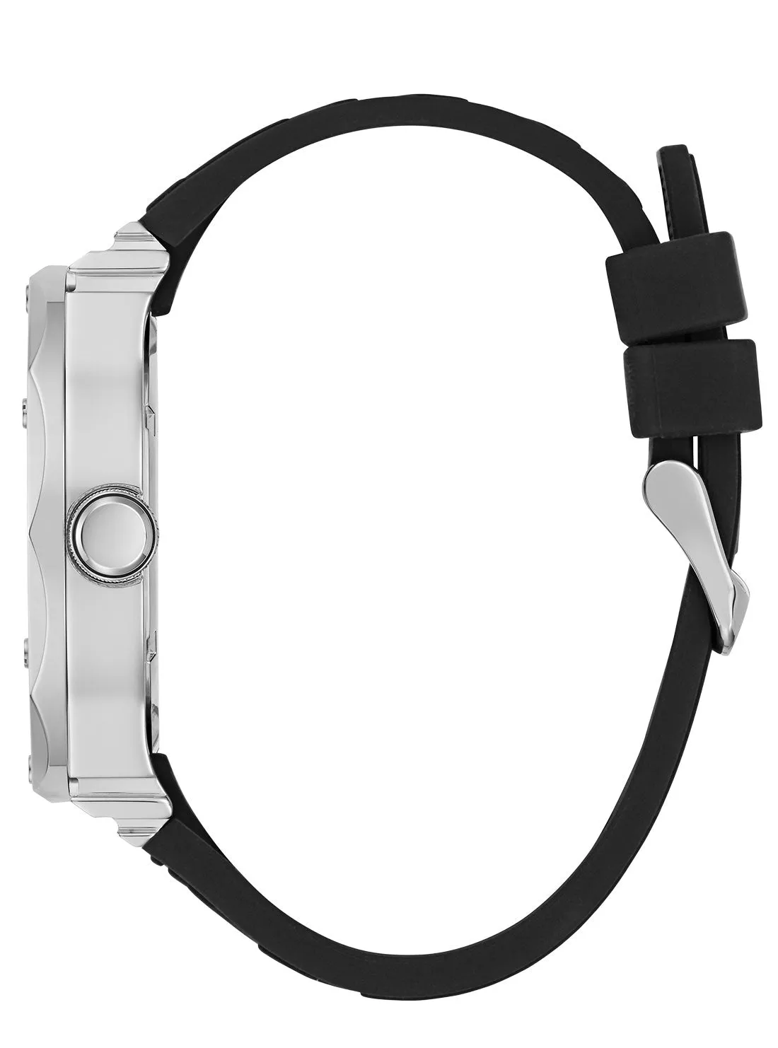 Black Silver Rival Silicone Watch