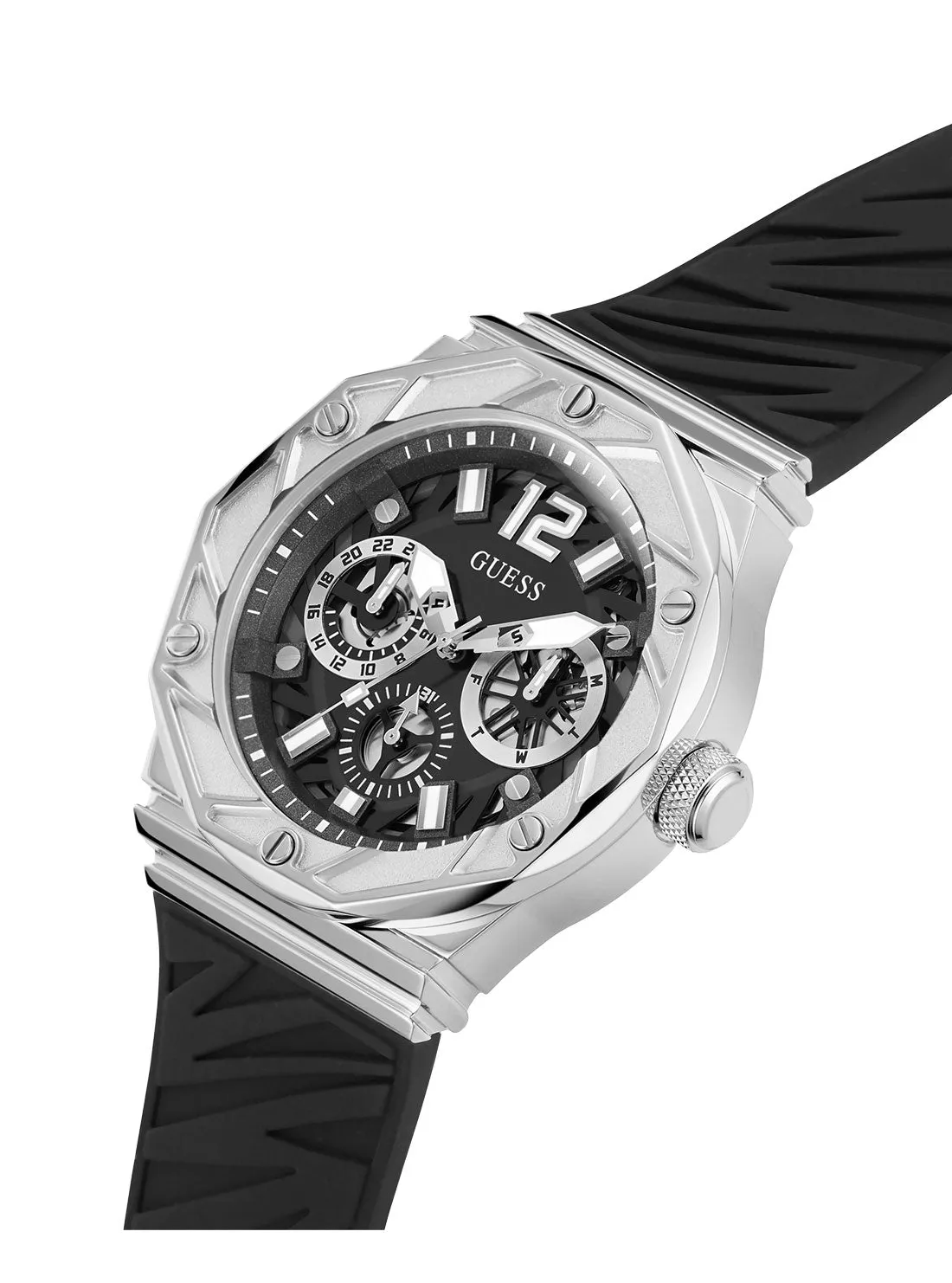 Black Silver Rival Silicone Watch