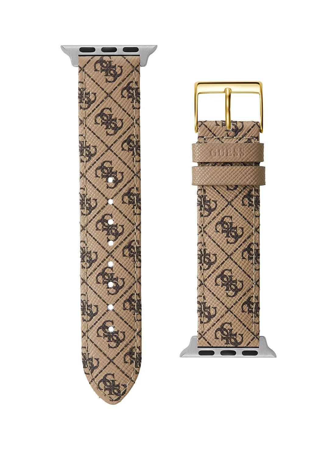 Brown Quattro G Leather Apple Watch Strap