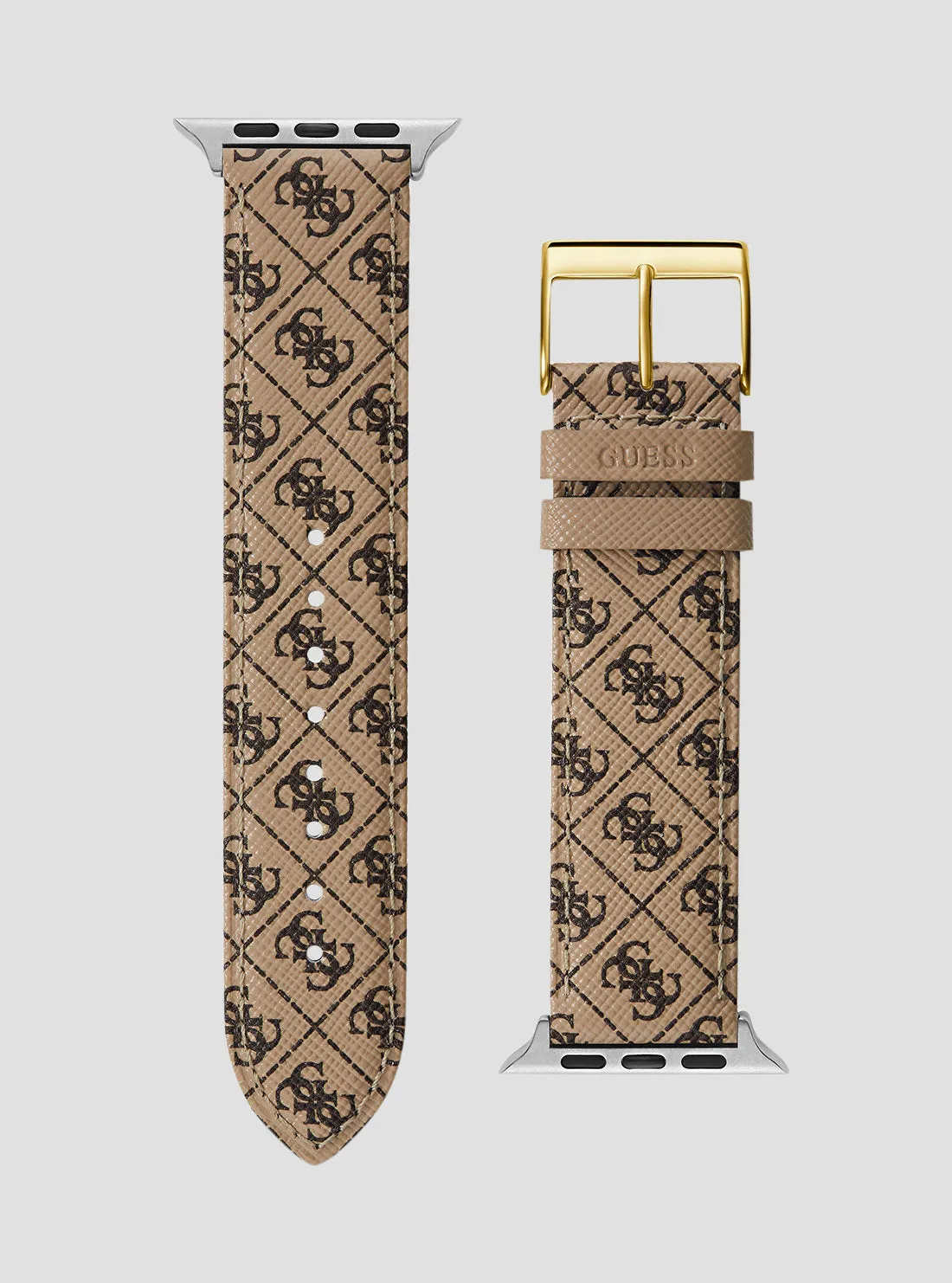 Brown Quattro G Leather Apple Watch Strap