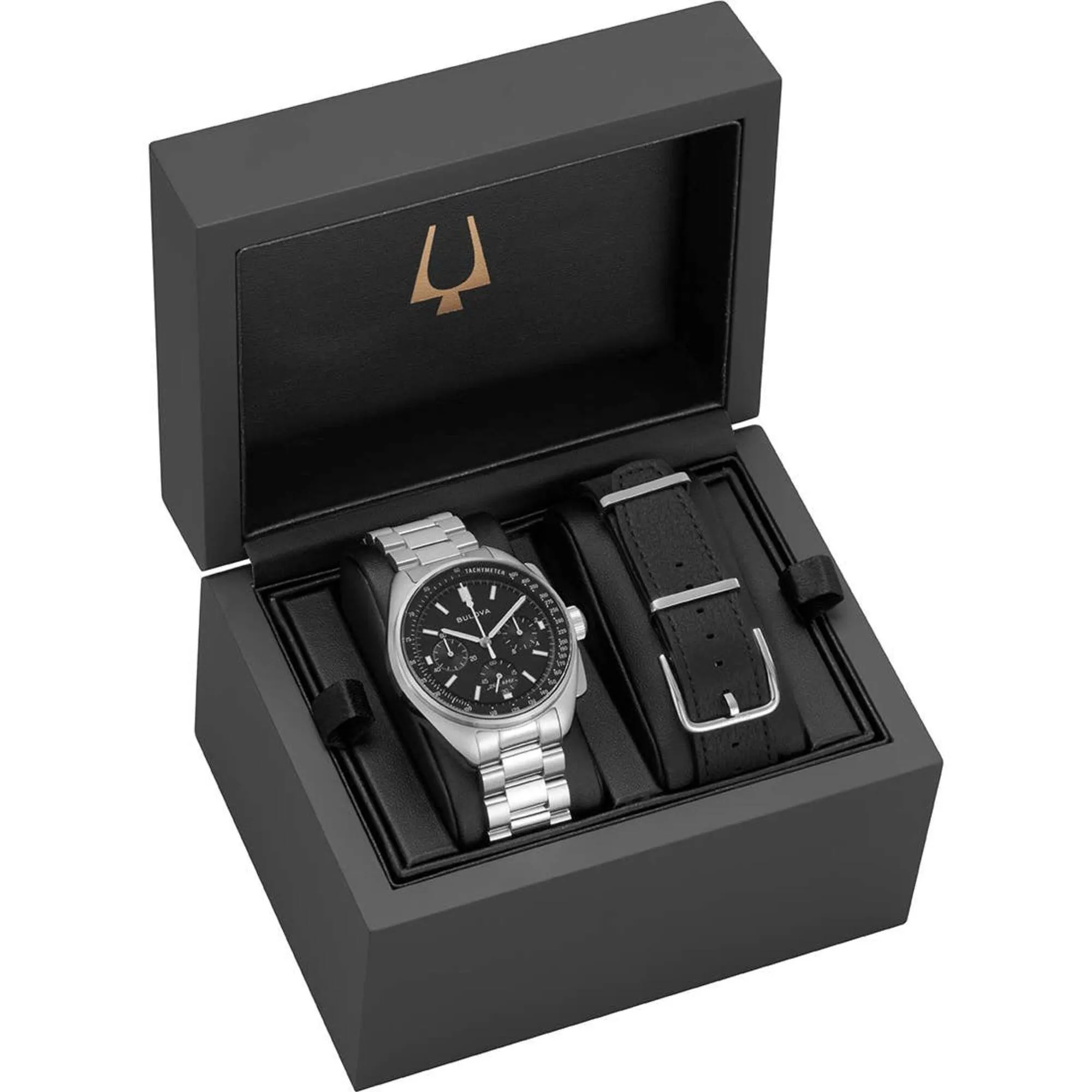 Bulova Men's Watch - Lunar Pilot Quartz Chronograph Black Dial Bracelet | 96K111