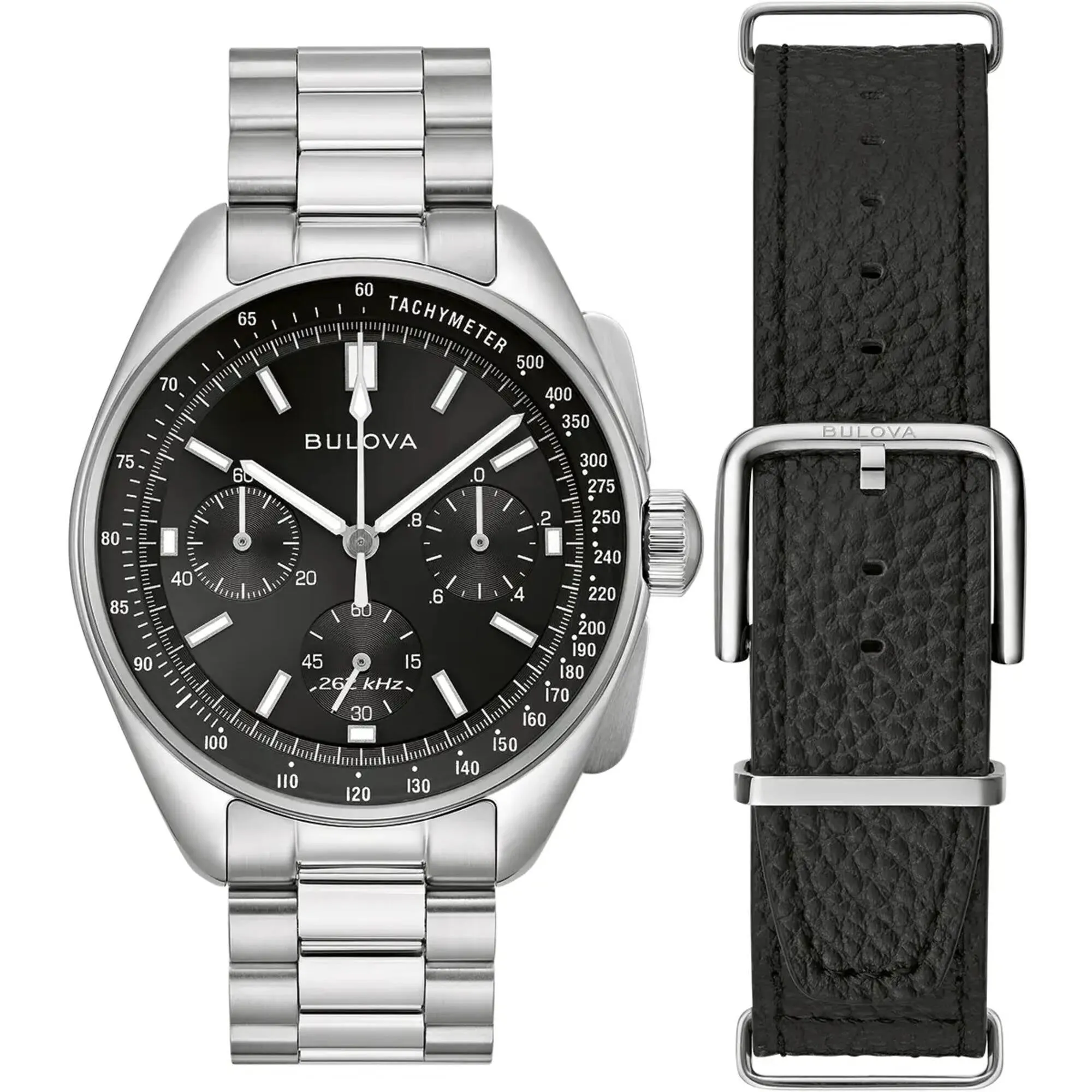 Bulova Men's Watch - Lunar Pilot Quartz Chronograph Black Dial Bracelet | 96K111