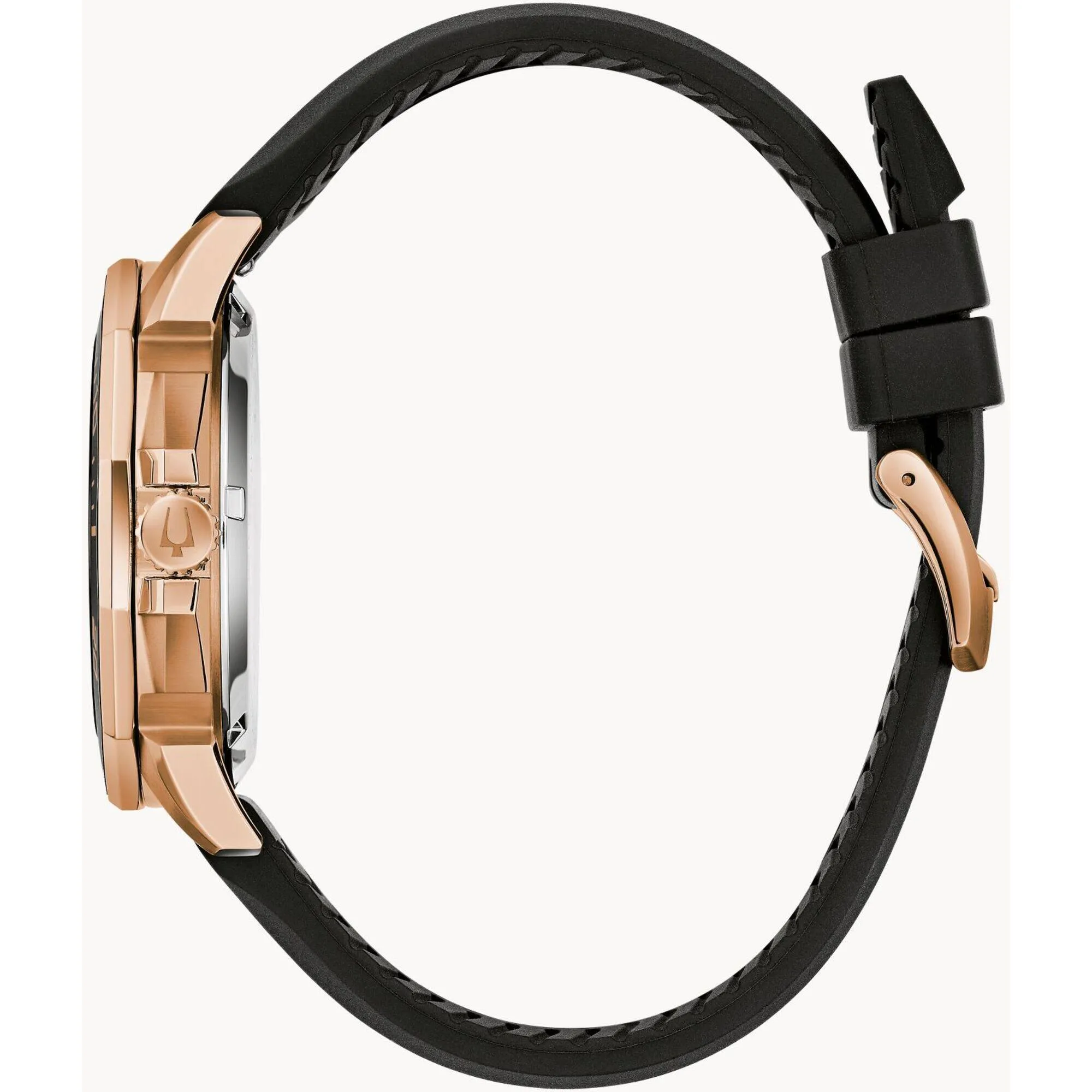 Bulova Men's Watch - Marine Star Brown Dial Rose Gold Case Black Strap | 98B421