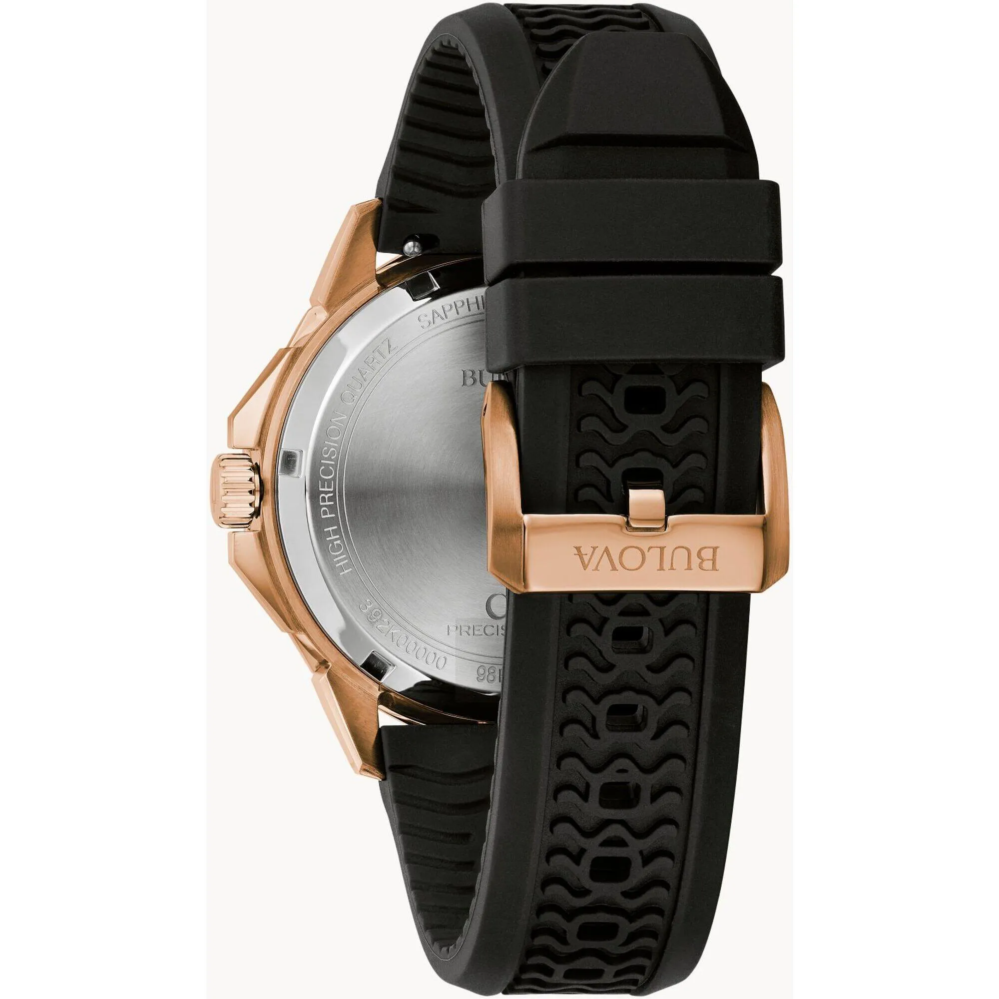 Bulova Men's Watch - Marine Star Brown Dial Rose Gold Case Black Strap | 98B421