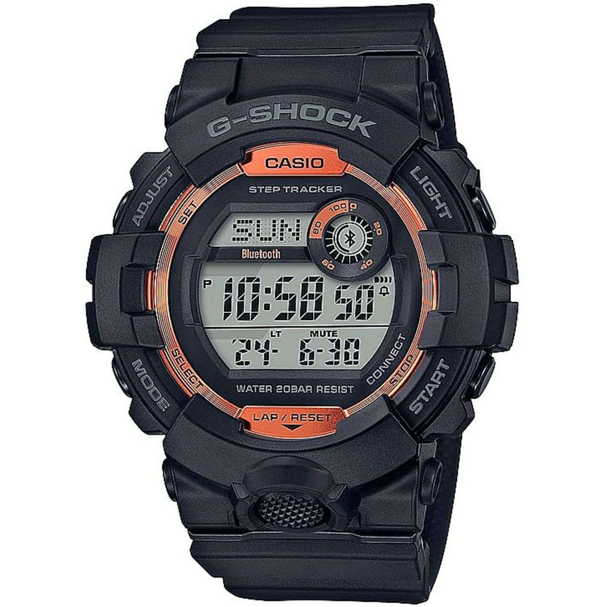 Casio Men's Watch - G-Shock Black and Orange Digital Dial Strap | GBD-800SF-1CR