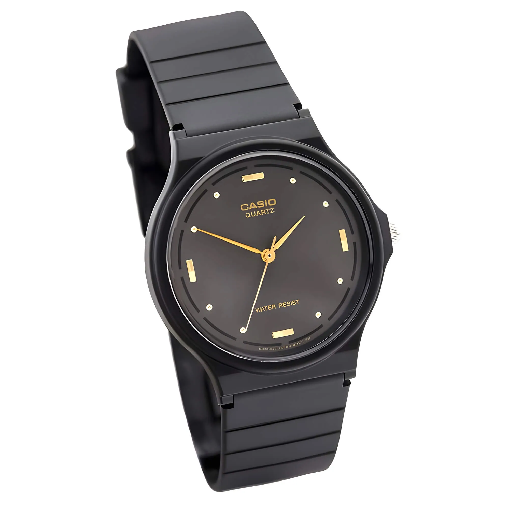 Casio Men's Watch - Quartz Round Case Black Dial Black Resin Strap | MQ76-1A