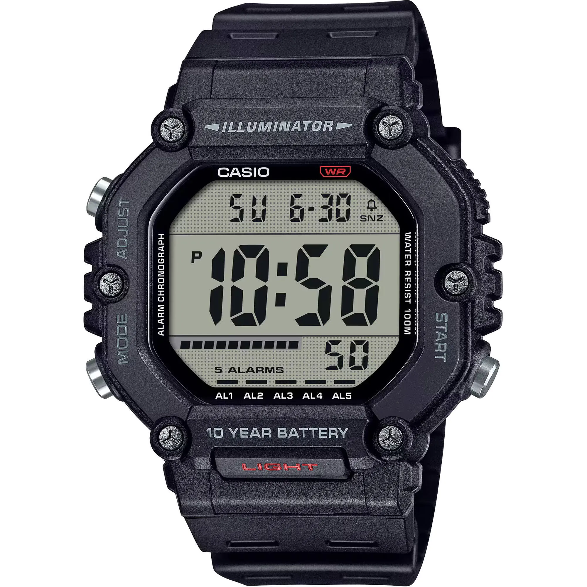 Casio Unisex Watch Dual Time Grey Digital Dial Black Resin Strap AE-1600H-1AVCF