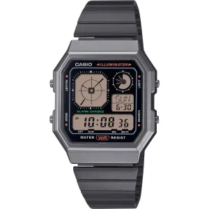 Casio Unisex Watch World Time Black and Beige Digi Dial Bracelet A130WEGG-1ACF
