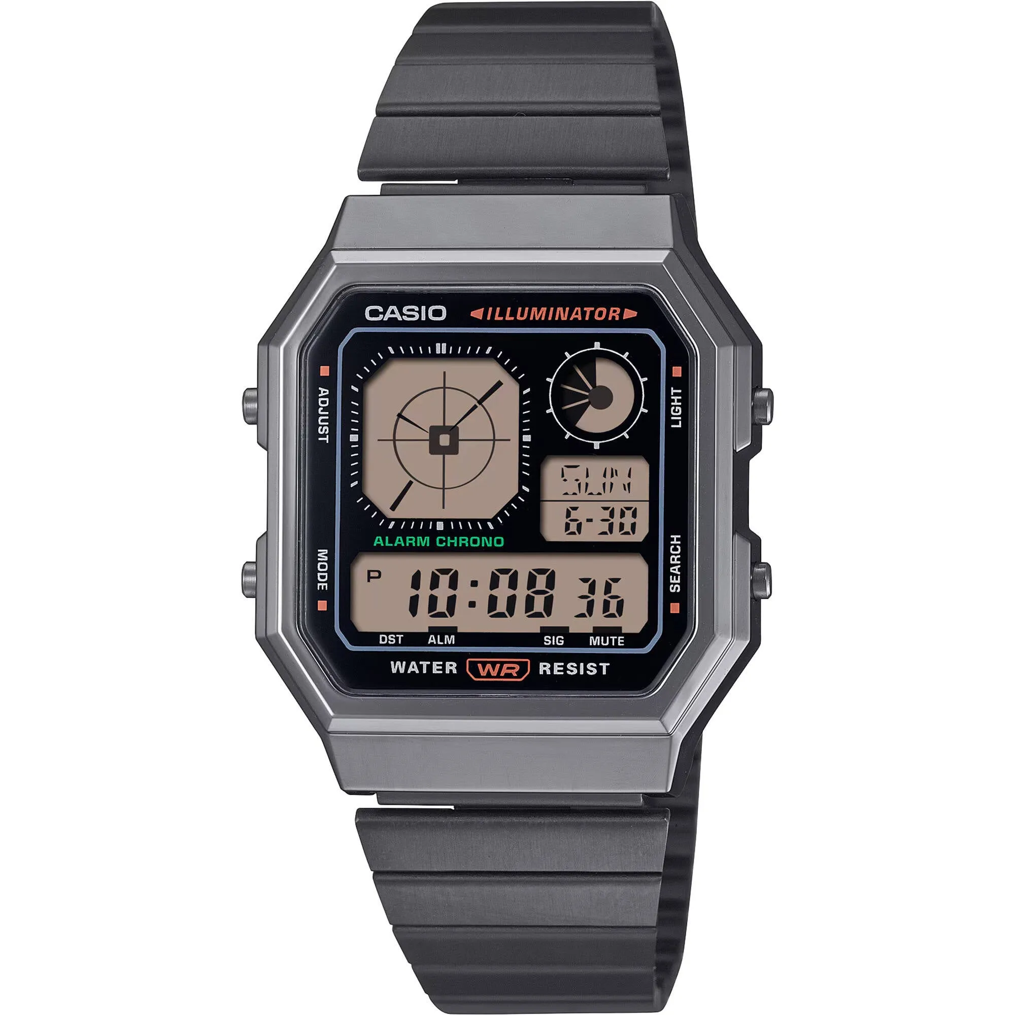 Casio Unisex Watch World Time Black and Beige Digi Dial Bracelet A130WEGG-1ACF