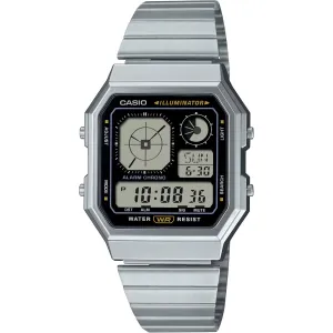 Casio Unisex Watch World Time Black and Grey Digital Dial Bracelet A130WE-1ACF