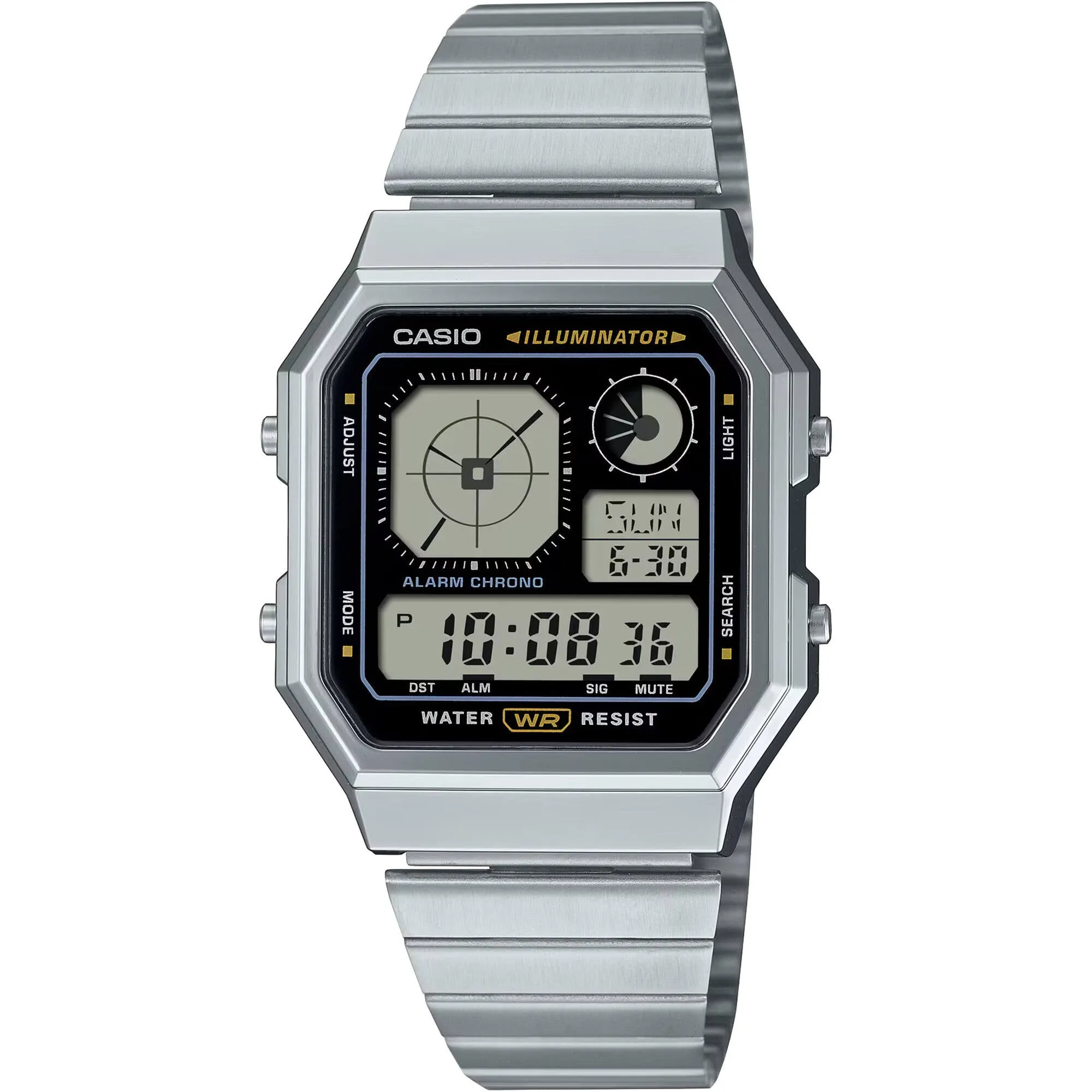 Casio Unisex Watch World Time Black and Grey Digital Dial Bracelet A130WE-1ACF