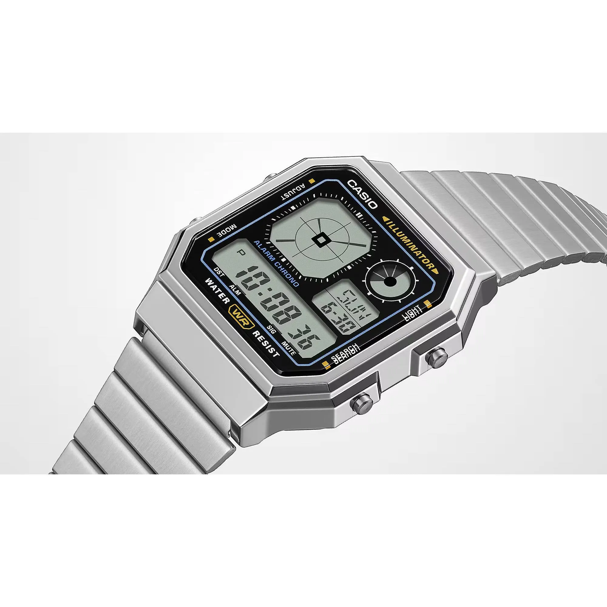 Casio Unisex Watch World Time Black and Grey Digital Dial Bracelet A130WE-1ACF