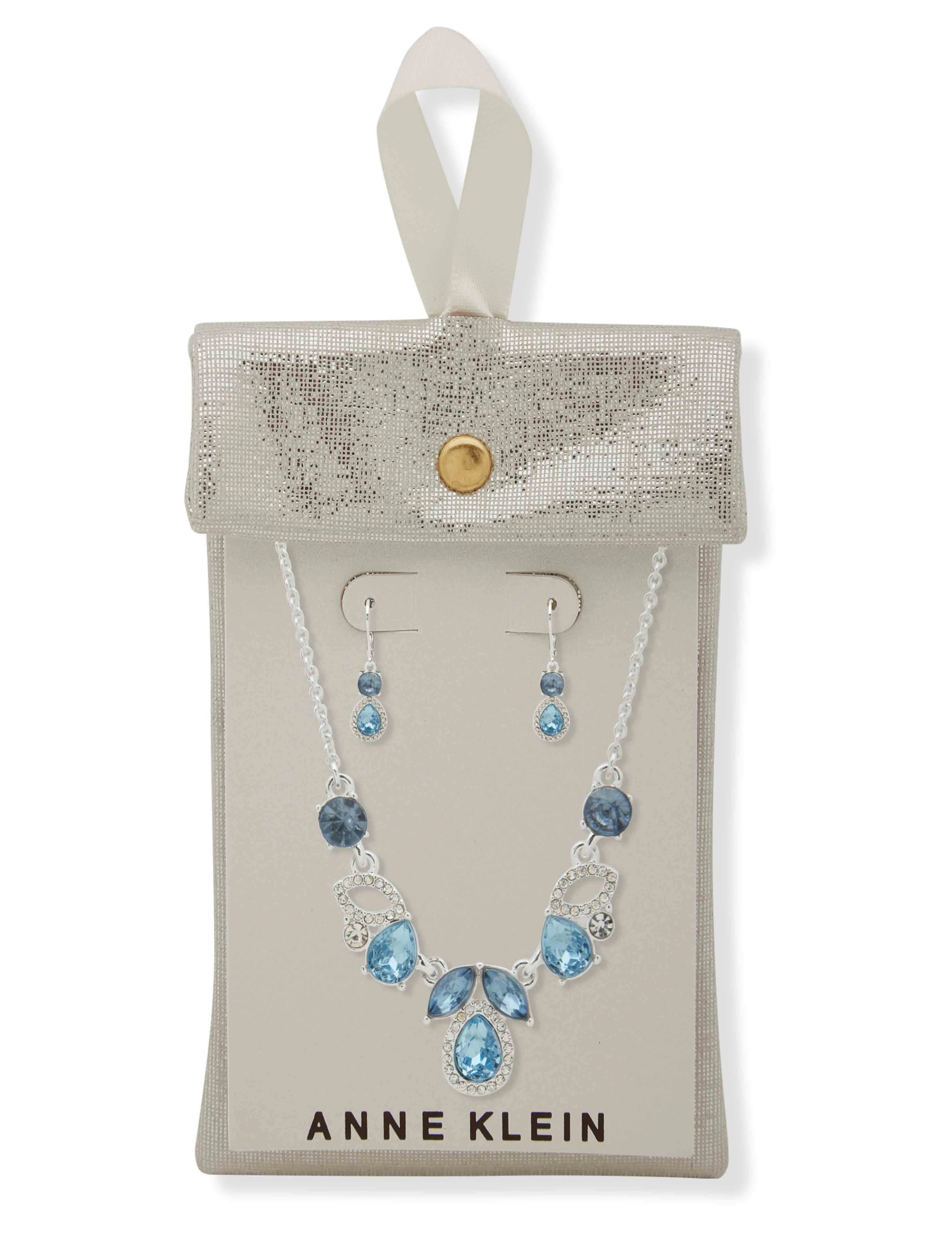 Cluster Pendant Necklace/Earring Set - Denim Blue