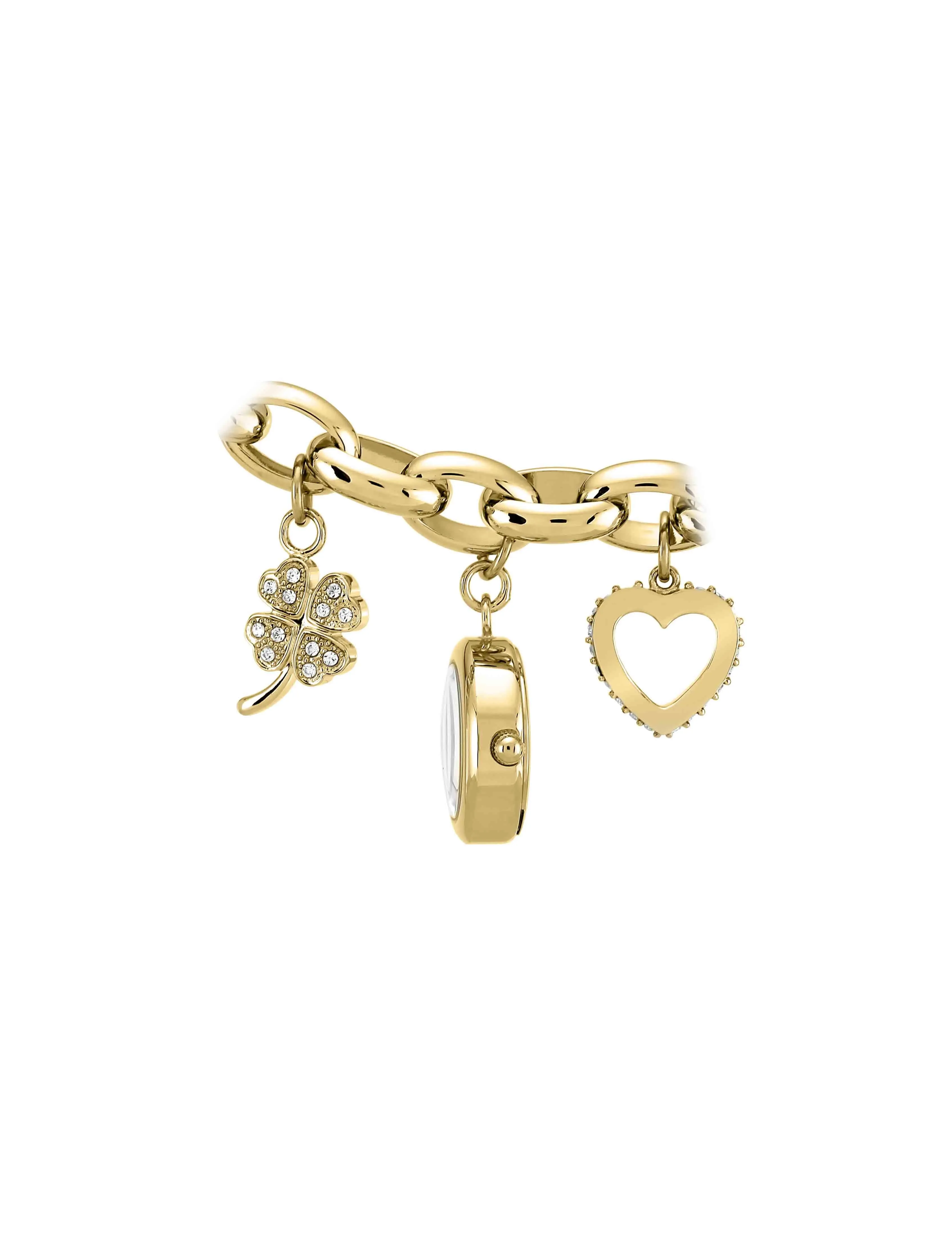 Crystal Accented Charm Bracelet Watch