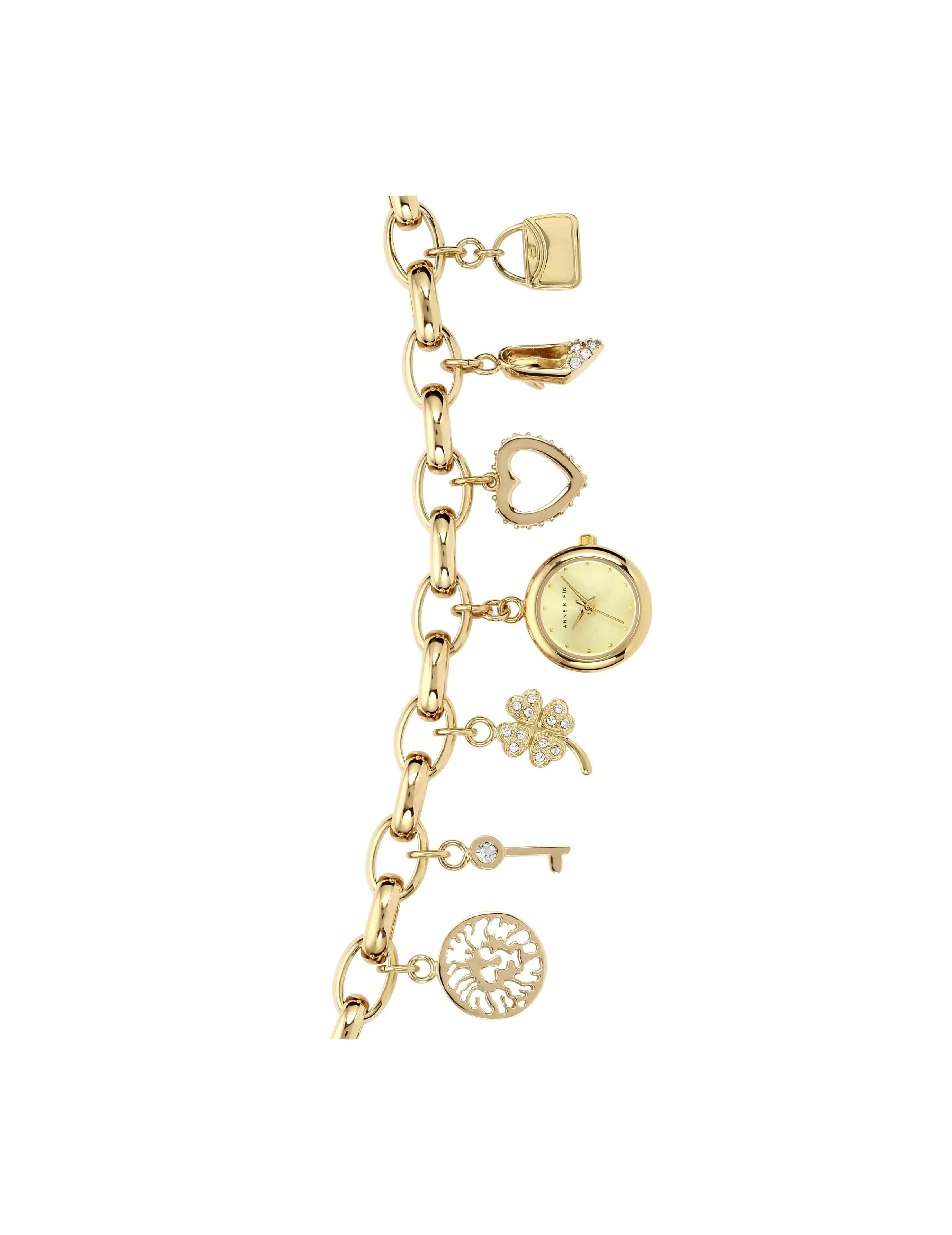 Crystal Accented Charm Bracelet Watch