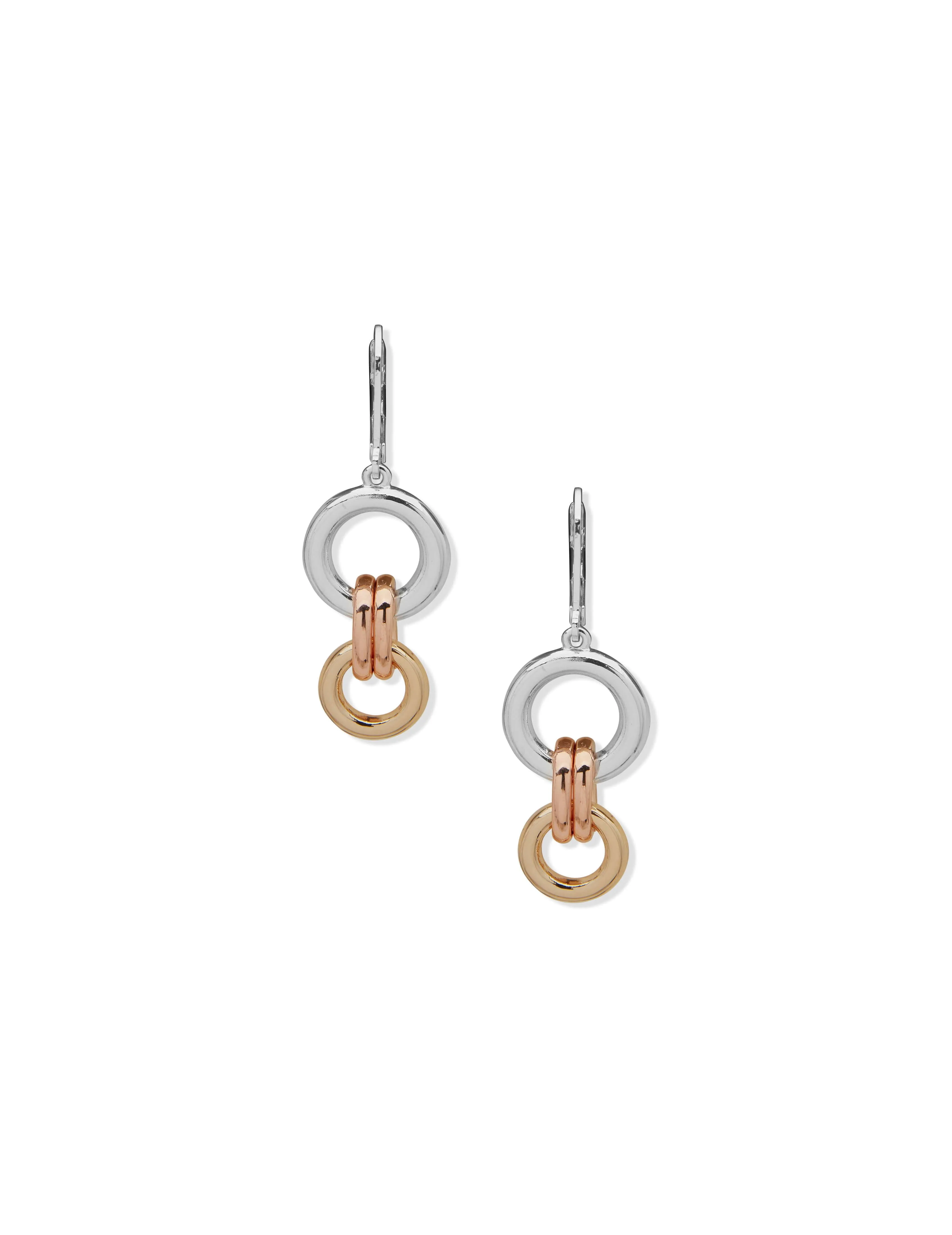 Double drop Mixed Metal Pierced Earrings