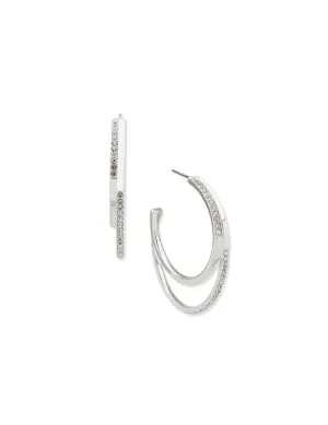Double Row Hoop - Silver/Crystal