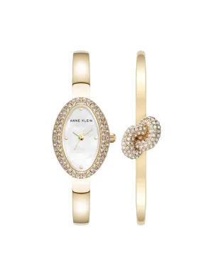 Estate Oval Crystal Accented Bangle Watch Set