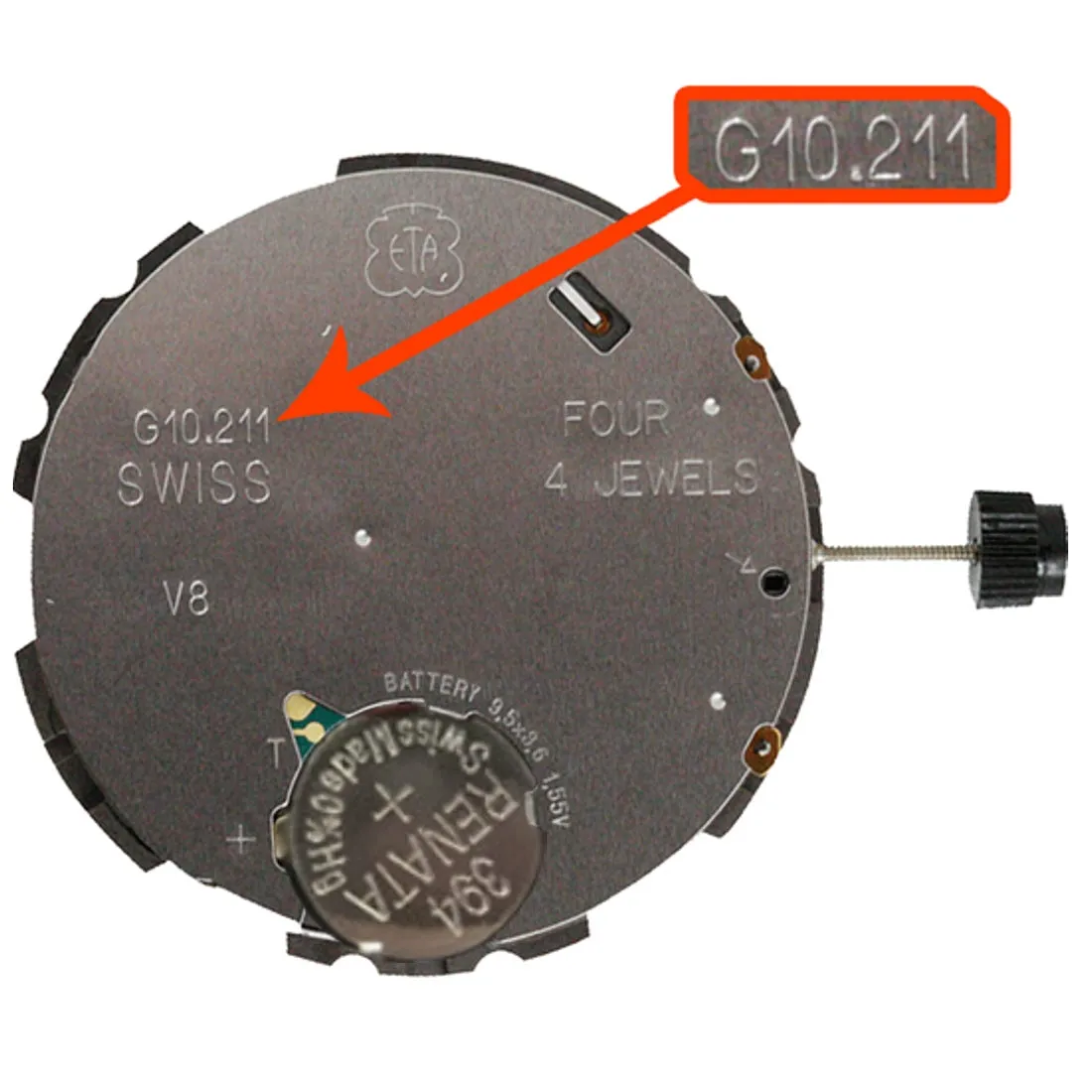 ETA G10.211 Watch Movement Quartz Movement Date At 4:00 Overall Height 7.4mm