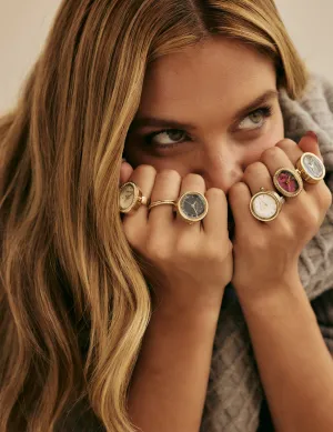 Faceted Crystal Ring Watch