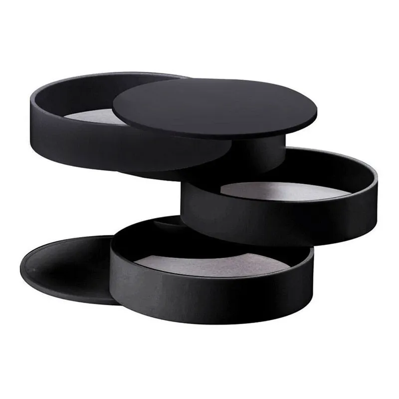 Fashion 4-Layer Rotatable Jewelry Accessory Storage Tray with Lid Birthday Gift