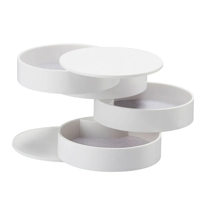 Fashion 4-Layer Rotatable Jewelry Accessory Storage Tray with Lid Birthday Gift