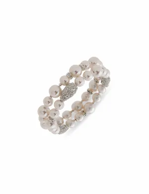 Faux Pearl & Crystal Nuggets Stretch Bracelet