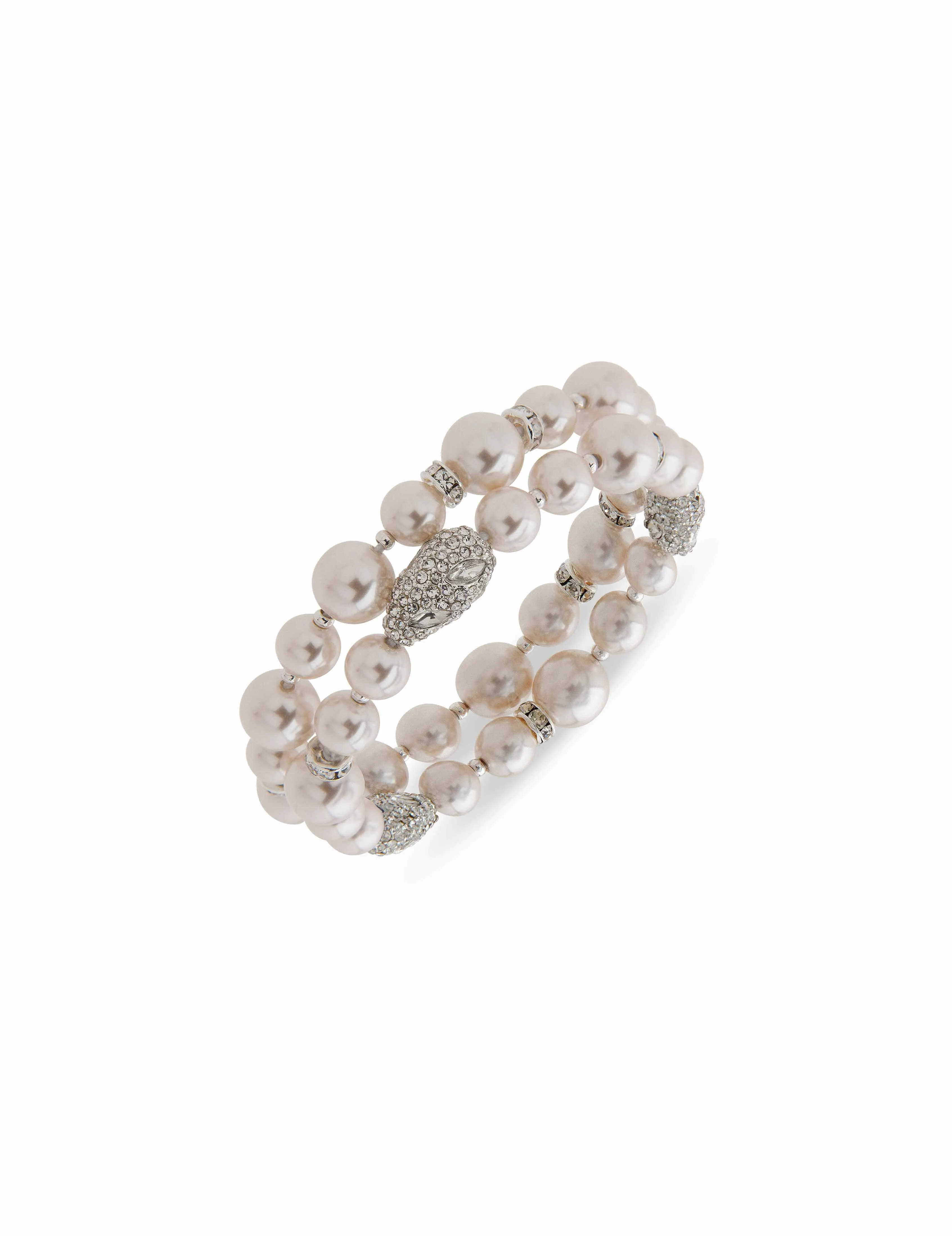 Faux Pearl & Crystal Nuggets Stretch Bracelet