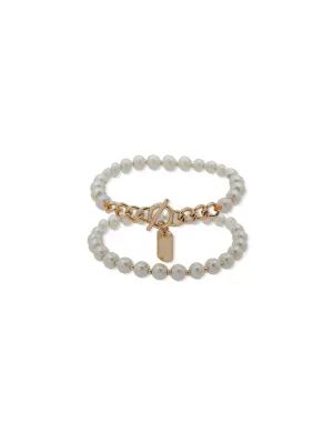 Faux Pearl Stretch Bracelet Set