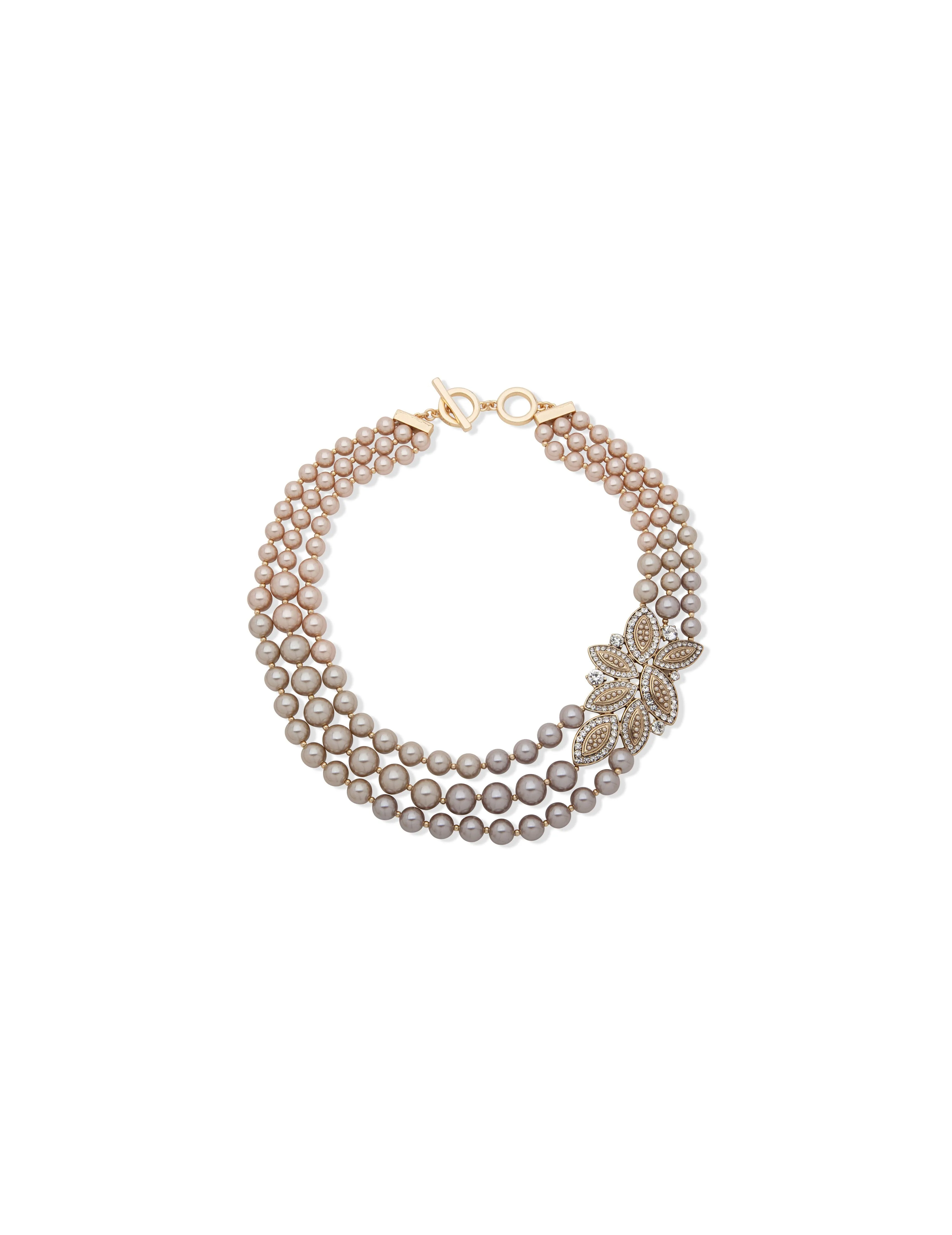 Faux Pearl Torsade Multi Row Necklace