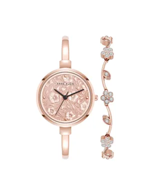 Floral Dial Bangle Watch Set