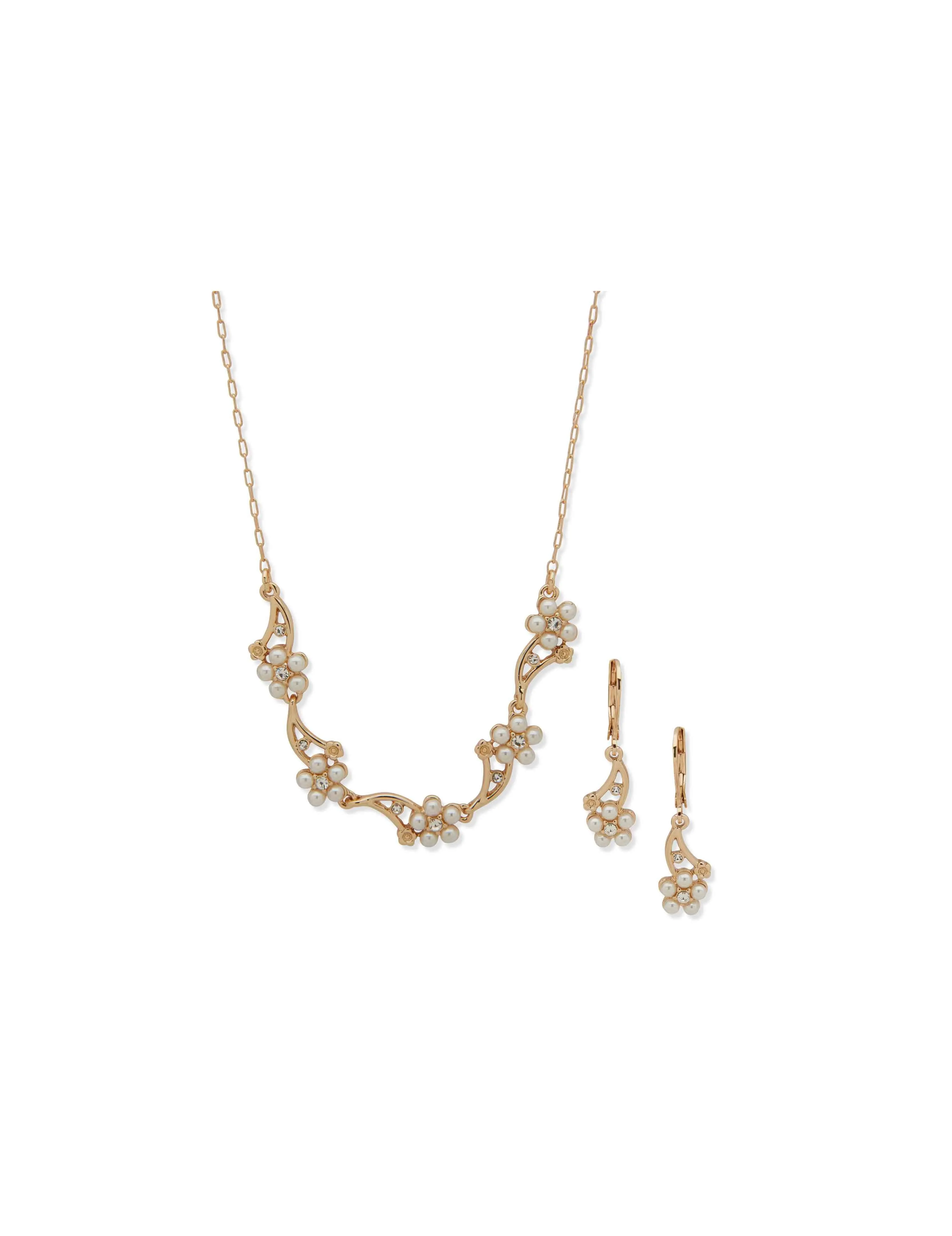 Floral Motif Necklace/Earring Set