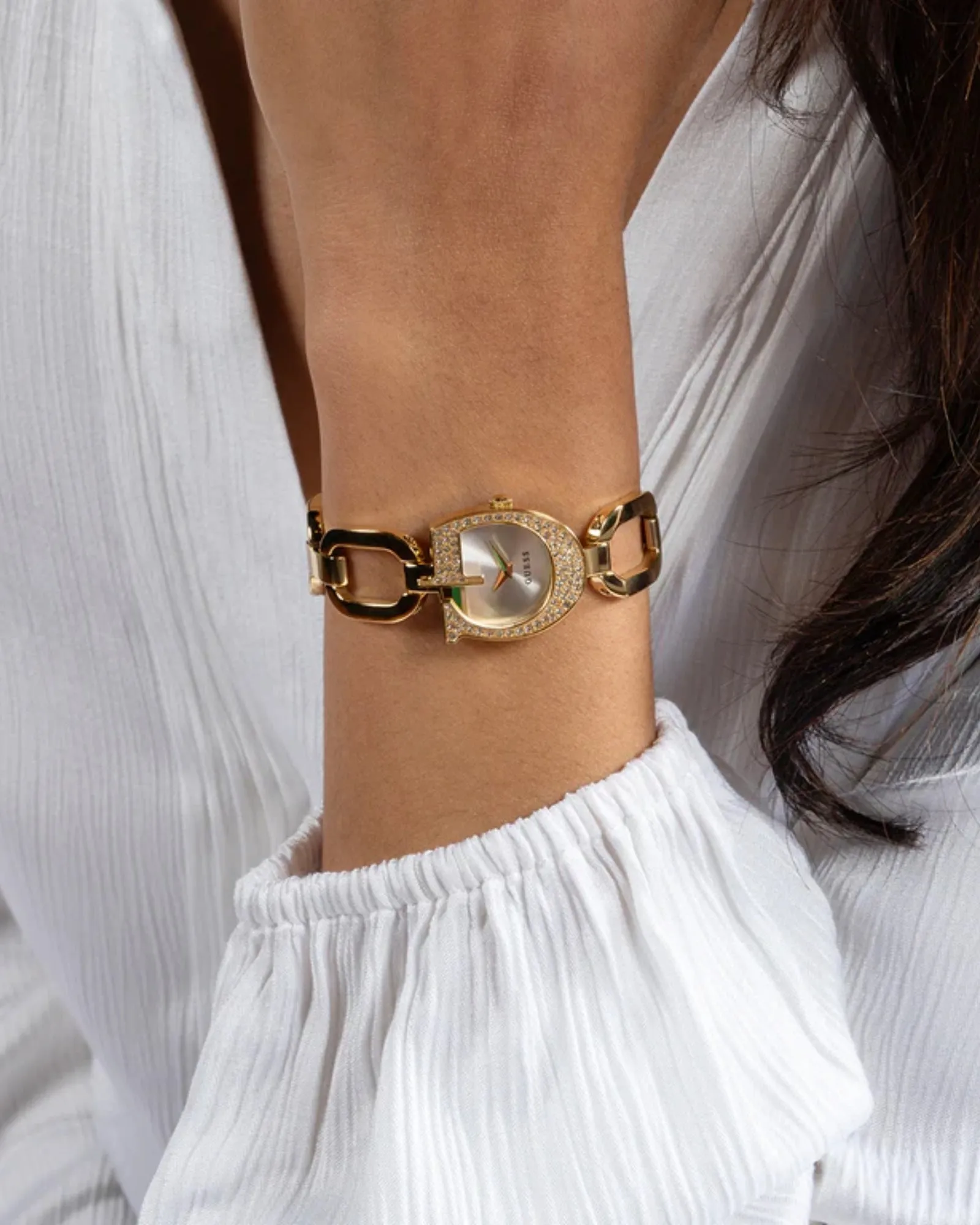 Gold Gia Logo Link Bracelet Watch