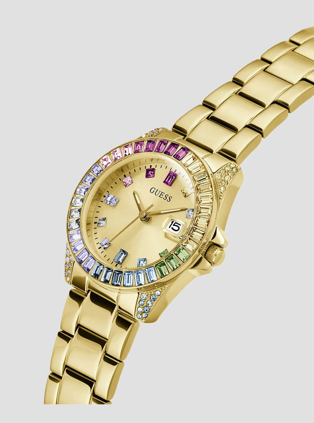 Gold Opaline Multi Crystal Link Watch